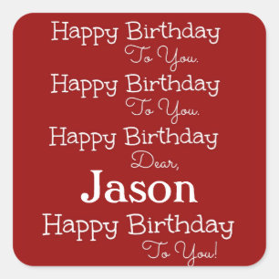 Adesivo Quadrado Red Happy Birthday Song Stickers