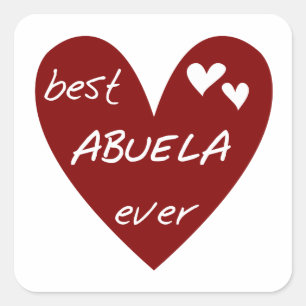 Adesivo Quadrado Red Heart Best Abuela Ever T-shirts e presentes