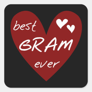 Adesivo Quadrado Red Heart Best Gram Ever Camisetas e presentes