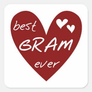 Adesivo Quadrado Red Heart Best Gram Ever Camisetas e presentes