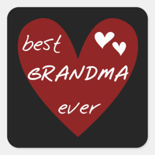 Adesivo Quadrado Red Heart Best Grandma Ever T-shirts Dons