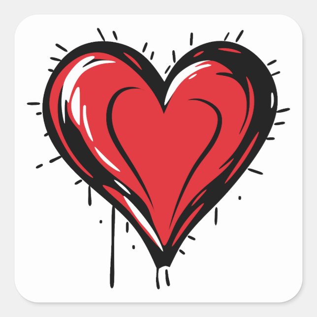 Adesivo Quadrado Red Heart with Bloody (Frente)