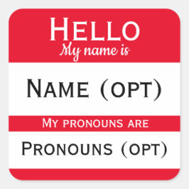 Adesivo Quadrado Red Hello Pronouns