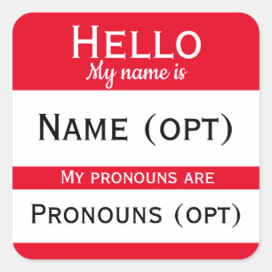 Adesivo Quadrado Red Hello Pronouns
