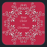Adesivo Quadrado Red Keep Cristo in Christmas Sticker<br><div class="desc">Vinheta vermelha de "Manter Cristo no Natal".</div>