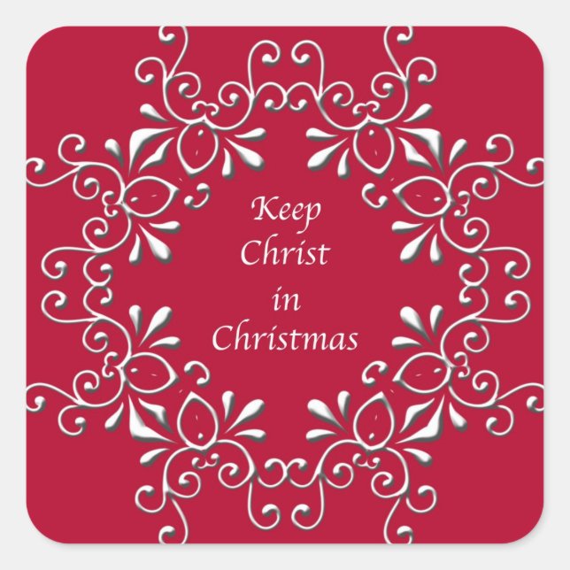 Adesivo Quadrado Red Keep Cristo in Christmas Sticker (Frente)