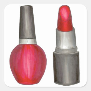 Adesivo Quadrado Red Lipstick Nail Polonês Makeup Beaukers