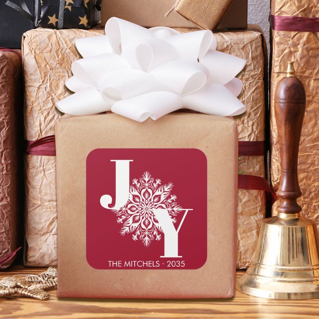 Adesivo Quadrado Red Modern JOY Christmas (Criador carregado)