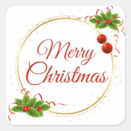 Adesivo Quadrado Red Modern Merry Christmas Square Sticker