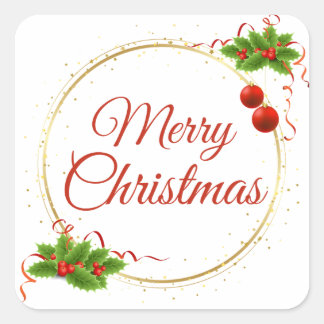 Adesivo Quadrado Red Modern Merry Christmas Square Sticker