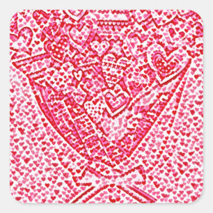 Adesivo Quadrado Red Namorados Floral Hearts Sweetheart