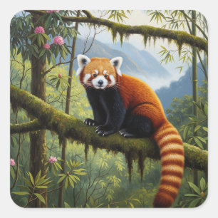 Adesivo Quadrado Red Panda na Viagem do Parque Nacional de Singalil
