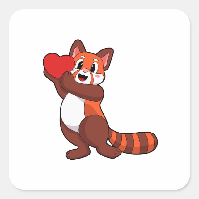 Adesivo Quadrado Red Panda no Love with Heart.PNG (Frente)
