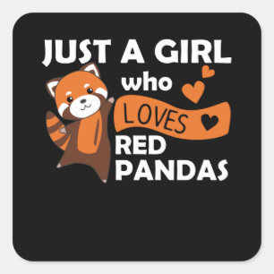 Adesivo Quadrado Red Pandas Girl ama Red Panda Kawaii Cuecas