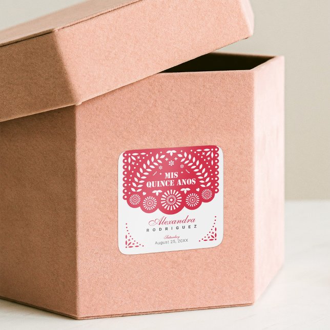 Adesivo Quadrado Red Papel Picado Mis Quince Años (Criador carregado)
