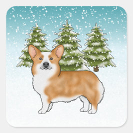 Adesivo Quadrado Red Pembroke Welsh Corgi Natal