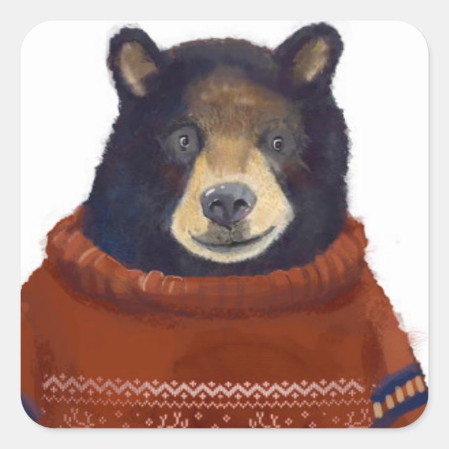 Adesivo Quadrado Red Reindeer Sweater Bear (Frente)
