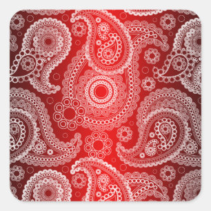 Adesivo Quadrado Red Shimmer Satin White Lace Paisley Stickers