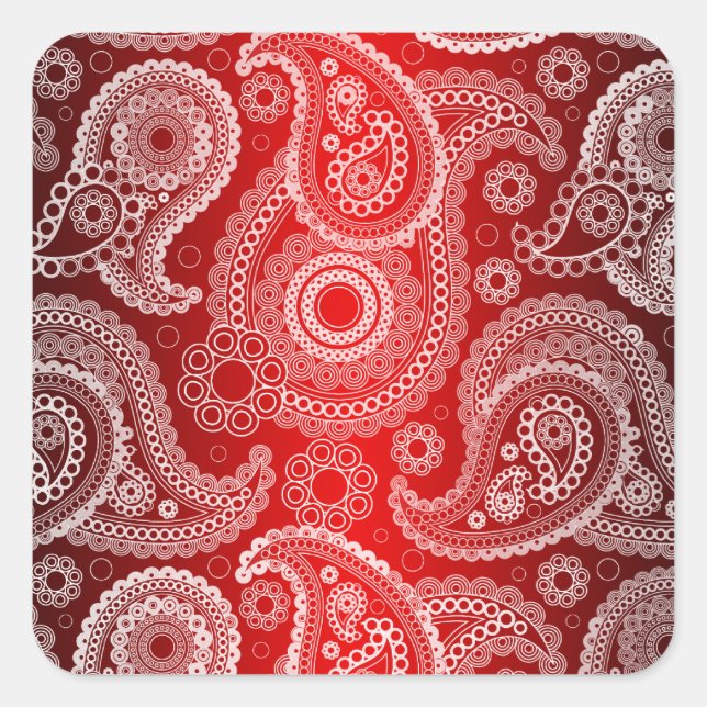 Adesivo Quadrado Red Shimmer Satin White Lace Paisley Stickers (Frente)