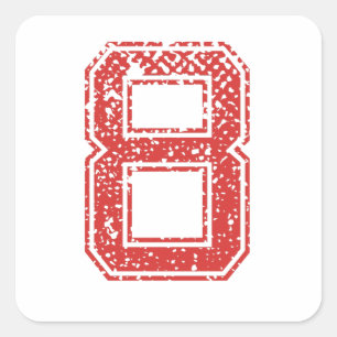 Adesivo Quadrado Red Sports Jerzn Número 8