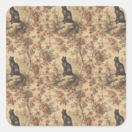 Adesivo Quadrado Red Toile Chinoiserie Cat Damask