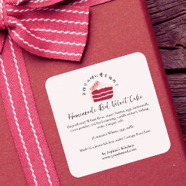 Adesivo Quadrado Red Velvet Cake Bakery Ingredient Product Bakery