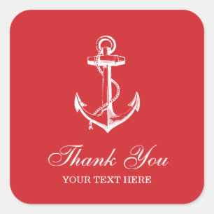 Adesivo Quadrado Red Vintage Anchor Obrigado Favor