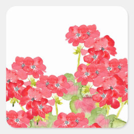 Adesivo Quadrado Red Watercolor Geraniums