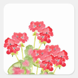 Adesivo Quadrado Red Watercolor Geraniums 2