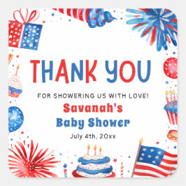 Adesivo Quadrado Red, White & Due Gender Neutral Baby Shower