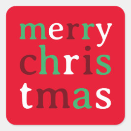 Adesivo Quadrado Red White e Green Feliz Natal