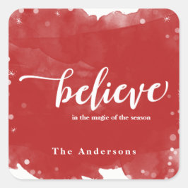 Adesivo Quadrado Red & White Sparkle Acredita no Natal