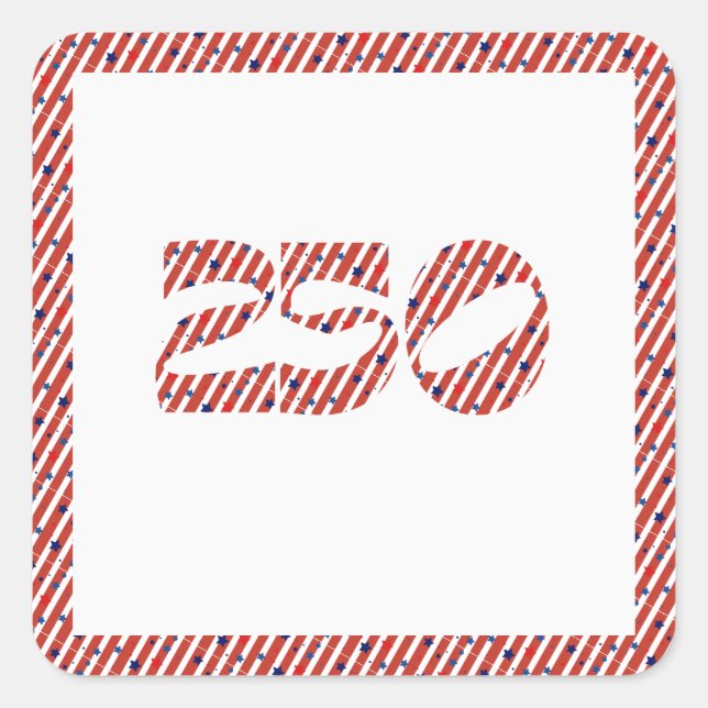 Adesivo Quadrado Red White Stripe Blue Stars America 250 Birthday (Frente)