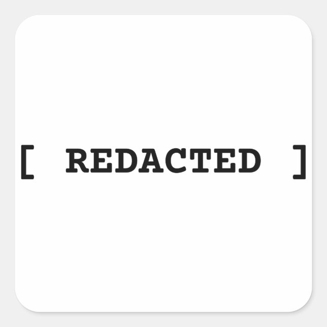 Adesivo Quadrado [ REDACTED ] Minimalist Typographic Secret Sticker (Frente)