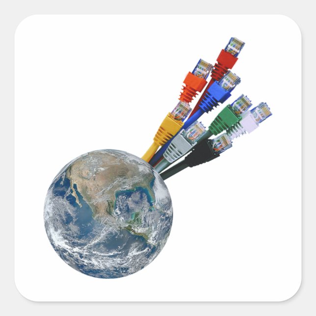 Adesivo Quadrado Rede Ethernet conectada à Terra (Frente)