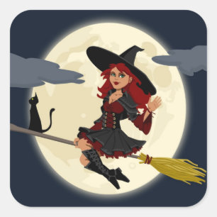 ADESIVO QUADRADO REDHEADED HALLOWEEN WITCH