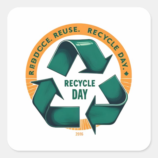 Adesivo Quadrado Reduce Reuse Recycle Eco Tee (Frente)