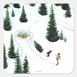 Adesivo Quadrado Reduzindo a árvore