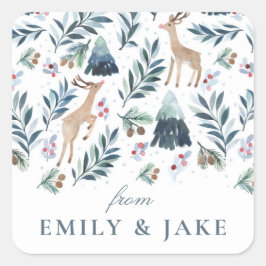 Adesivo Quadrado Reenas de Aquarela no Feriado Florestal