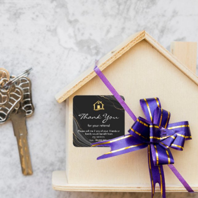 Adesivo Quadrado Referral Imobiliário Obrigado Squ de negócios (Criador carregado)