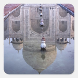 Adesivo Quadrado reflexo do Taj Mahal, Agra, Uttar Pradesh,
