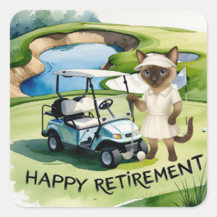 Adesivo Quadrado Reforma de golfe para amantes de gatos siameses