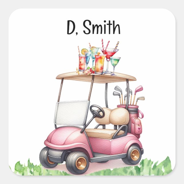 Adesivo Quadrado Reforma de golfe para golfista feminino (Frente)