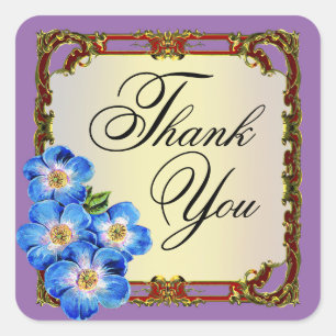 Adesivo Quadrado Regal Victorian Floral Favor   púrpura