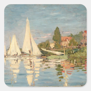 Adesivo Quadrado Regata de Claude Monet   em Argenteuil, c.1872