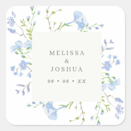 Adesivo Quadrado Regency Light Blue Watercolor Florals Wedals