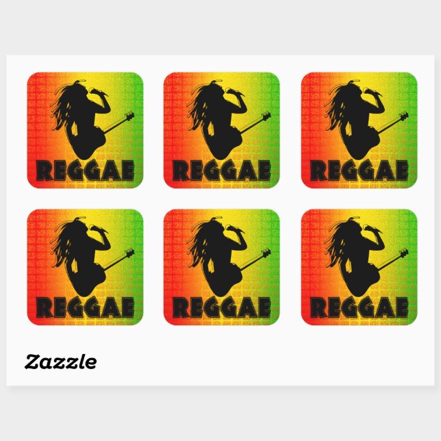Adesivo Quadrado Reggae Music Rasta e Stickers Quadrados (Folha)