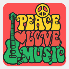Adesivo Quadrado Reggae Peace Love Music