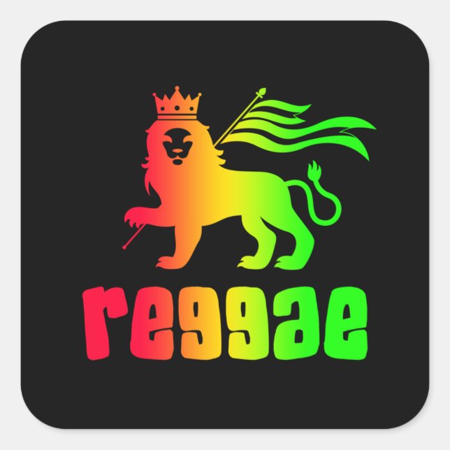 Adesivo Quadrado Reggae Rasta Lion (Frente)