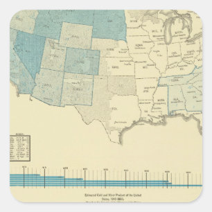 Adesivo Quadrado Regiões Dourados da mineração